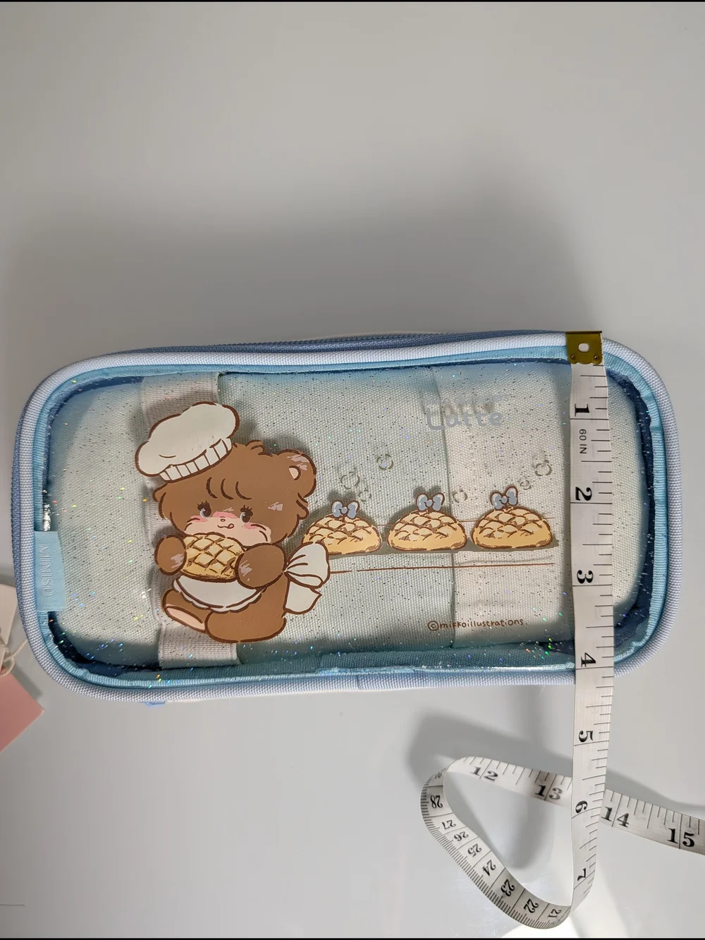 MINISO Mikko Latte Bear Glitter Pencil Case Pouch NWT